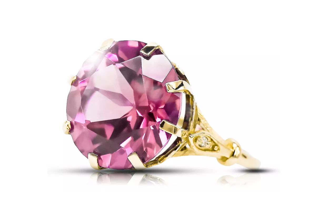 خاتم أميثست 14 كارت من الذهب الأصفر فينتاج vrc073y